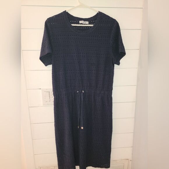 Calvin Klein Navy Blue Eyelet Dress - Picture 1 of 6